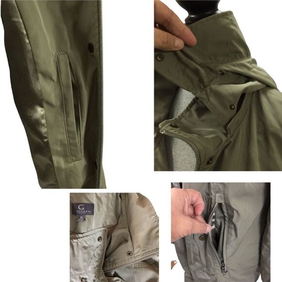 Gallery New York Olive Hooded Jacket. Many Zipper Pockets. Size M. - Picture 3 of 10